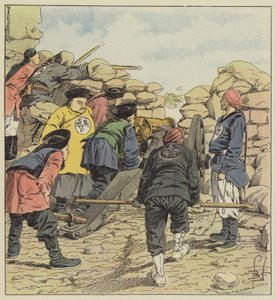 Chińczycy bombardują poselstwa autorstwa after Louis Charles Bombled
