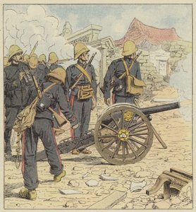 Francuski ogień na drzwiach Choum-Tsche-Men autorstwa after Louis Charles Bombled
