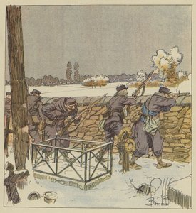 Frankowie-tireury z Paryża bronią cmentarza Montsort autorstwa after Louis Charles Bombled