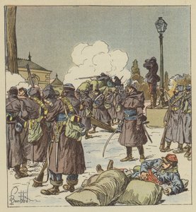 Żandarmi generała Bourdillona pieszo bronią Passage de l