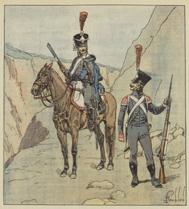 Prowincje graniczące z Turkami miały chorwackie pułki autorstwa after Louis Charles Bombled