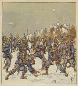 Żołnierze obu armii walczą na śnieżki rankiem 11 stycznia autorstwa after Louis Charles Bombled