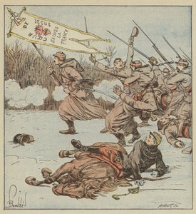 Papiescy żuawowie atakują Loigny autorstwa after Louis Charles Bombled
