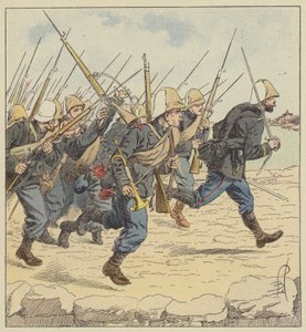 Piechota morska na grobli Tien-Cin autorstwa after Louis Charles Bombled