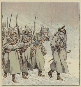 Przymusowy marsz piechoty rosyjskiej w Mandżurii autorstwa after Louis Charles Bombled