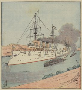 Rosyjskie okręty wojenne w Kanale Sueskim autorstwa after Louis Charles Bombled