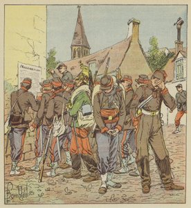 Żołnierze Armii Loary czytają sprawę kapitulacji Metzu autorstwa after Louis Charles Bombled