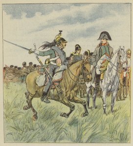 Smok ostrzega cesarza przed zdradą jednego z jego generałów autorstwa after Louis Charles Bombled