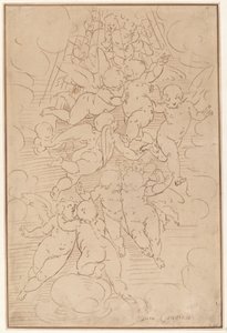Grupa aniołów w chwale autorstwa after Luca Cambiaso Italian 17th Century