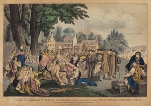 Wm. Traktat Penna z Indianami, kiedy założył prowincję Pennsa. 1661: jedyny traktat, który nigdy nie został złamany autorstwa after Napoleon Sarony