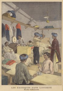 Ludzie z Indochin Francuskich w swoich kwaterach na Wystawie Powszechnej 1900 w Paryżu