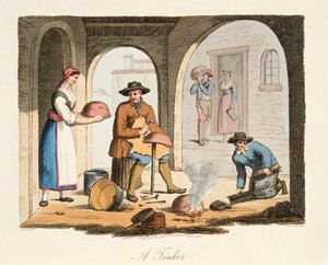Wędrowny druciarz, z włoskiej scenerii, reprezentujący maniery, zwyczaje i rozrywki różnych stanów Włoch, wyd. 1806 (grawerowanie ręcznie kolorowane)