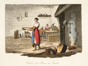 Wnętrze domu w Fondi, z włoskiej scenerii, przedstawiającej maniery, zwyczaje i zabawy różnych stanów Włoch, wyd. 1806 (grawerowanie ręcznie kolorowane)