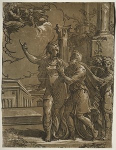 Tyburtyna Sybilla i cesarz August autorstwa after Parmigianino