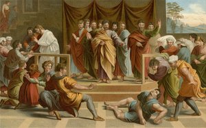 Śmierć Ananiasza autorstwa after Raphael