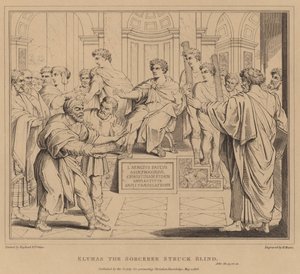 Elimas czarnoksiężnik oślepiony, Dzieje Apostolskie autorstwa after Raphael