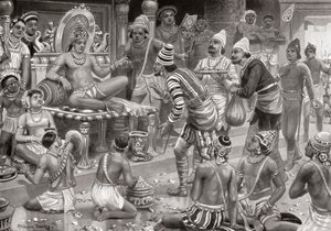 Pulakeshin II, Chalukaya, przyjmujący posłów z Persji w Badami, z Historii Narodów Hutchinsonów, wyd. 1915
