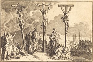 Dziewica, św. Jan i Maria Magdalena u stóp krzyża