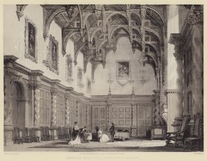 Burleigh Great Hall, Northamptonshire autorstwa after Thomas Allom