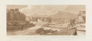 Widok na miasto z Luwrem. 1802; Płyta 3 z Widoków w Paryżu, tom Emanuela autorstwa after Thomas Girtin