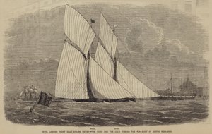 Mecz żeglarski Royal London Yacht Club, Romp i Julia przechodzące przez boję flagową w North Woolwich