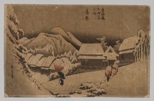 Kambara: wieczorny śnieg autorstwa after Utagawa Hiroshige