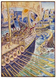 Statek rzucił się na statek, aż zmarli perscy rozrzucili głębiny jak kwiaty autorstwa after Walter Crane