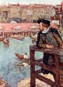 Szekspir spogląda na młyny wodne pod London Bridge autorstwa after William Hatherell