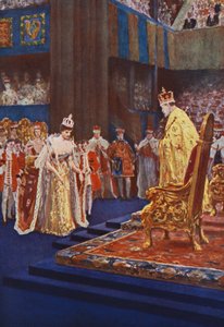 Królowa Aleksandra kłania się królowi Edwardowi VII w drodze na tron