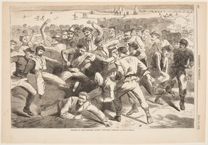 Wakacje na obozie – Żołnierze grający w piłkę nożną autorstwa Winslow Homer