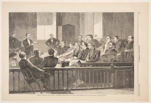 Jurorzy słuchają adwokata, Sąd Najwyższy, Nowy Ratusz, Nowy Jork autorstwa Winslow Homer