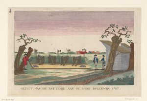 Bateria w Binnen Bullewijk, 1787 Widok baterii w Binne Bullewijk 1787 (tytuł na obiekcie) Baterie wokół Amsterdamu w 1787 r. (kopie niemieckie) (tytuł serii) autorstwa anonymous (attributed to)