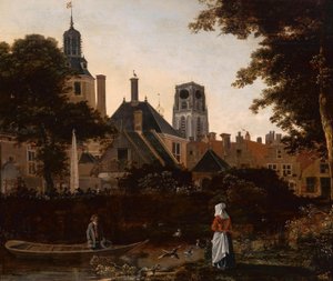 niderlandzki: Stadsgezicht te Rotterdam met de Sint Laurenstoren Widok Rotterdamu z wieżą St. Laurenskerk autorstwa anonymous 