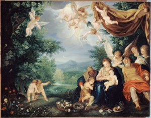 Francuski: Le Repos de la Sainte Famille pendant la fuite en Égypte (Odpoczynek Świętej Rodziny podczas ucieczki do Egiptu) autorstwa anonymous 