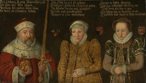 Niemcy: Portret elektora Palatynatu Fryderyka III (1515-1576) z żonami Marią von Brandenburg-Kulmbach i Amalią von Neuenar autorstwa anonymous 