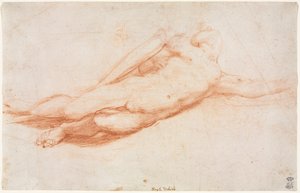 Studium poległego żołnierza (prawdopodobnie nawrócenie Saula) (recto) autorstwa attributed to Correggio