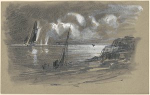 Seacoast by Moonlight [odbyt] autorstwa attributed to Edward Moran