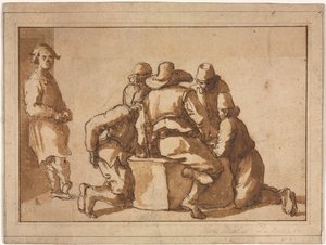 Scena rodzajowa młodych mężczyzn grających w grę autorstwa attributed to Frederico Zuccaro