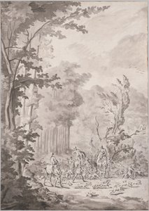 Polowanie w Marly autorstwa attributed to Jean Baptiste Martin, Le Vieux