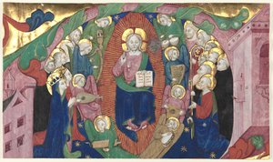 Fragment historycznego inicjału z księgi chóralnej: Chrystus w majestacie autorstwa attributed to Michelino Molinari da Besozzo