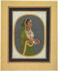 Dama dworska nalewająca wino (rekto) autorstwa attributed to Muhammad Rizavi Hindi