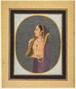 Dama dworska śpiewająca i grająca na vina autorstwa attributed to Muhammad Rizavi Hindi