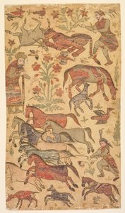 Marmurkowy obraz Rustama łapiącego Rakhsh autorstwa attributed to Shafi