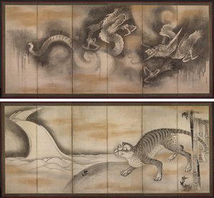 Smok i Tygrys autorstwa attributed to Soga Nichokuan