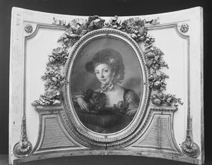 Kobieta z psem w zestawie, 1770-90. autorstwa ca. 1775 . French Painter