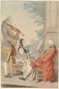 Monsieur and Madame Blizet z Monsieur Le Roy the Actor autorstwa called Carmontelle Louis de Carrogis