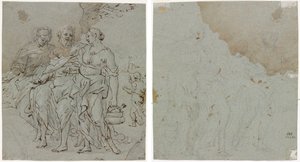Lot i jego córki (recto) Szkic do Lota i jego córek (verso) autorstwa circle of Pietro da Cortona