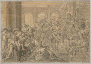 Kopia Św. Rocha Annibale Carracciego dającego jałmużnę autorstwa copy after Annibale Carracci