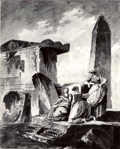 Trzy młode dziewczyny przy ruinach, ca. 1790. autorstwa copy after Hubert Robert.