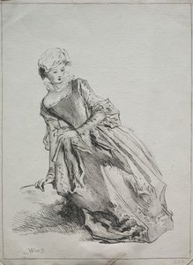 Kobieta siedząca autorstwa copy after Jean Antoine Watteau